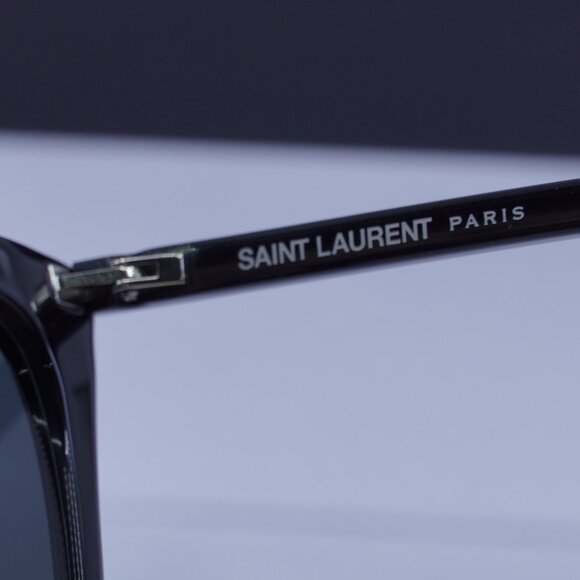 Saint Laurent SL 214 KATE THIN 001 Cat Eye Sunglasses - Black/Grey